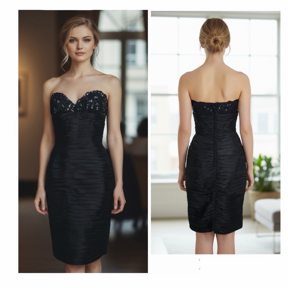 Tadashi Black Jewel Embellished Strapless Bandage Dress Size 4